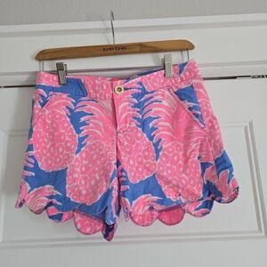 Lilly Pulitzer Buttercup Pink And Blue Tropical Shorts